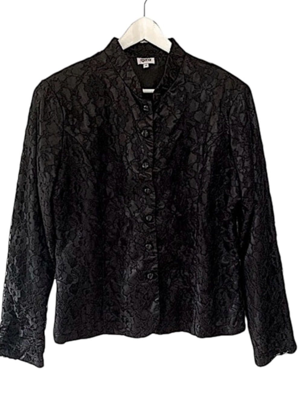 Vintage Sears Together Black Lace Blazer Women Size 14 Y2K Gothic Glam Punk Rock